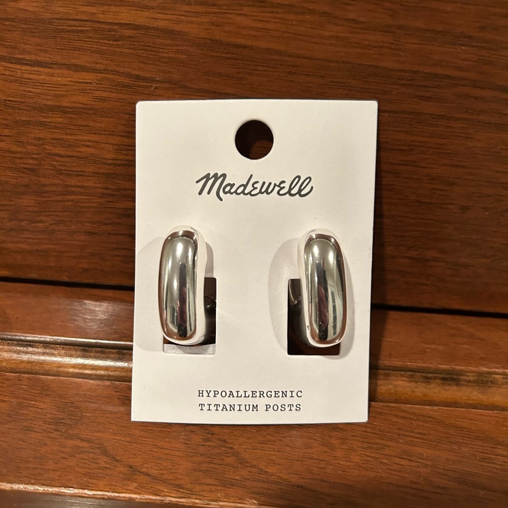 NEW Madewell Silver Chunky Hoop Earrings